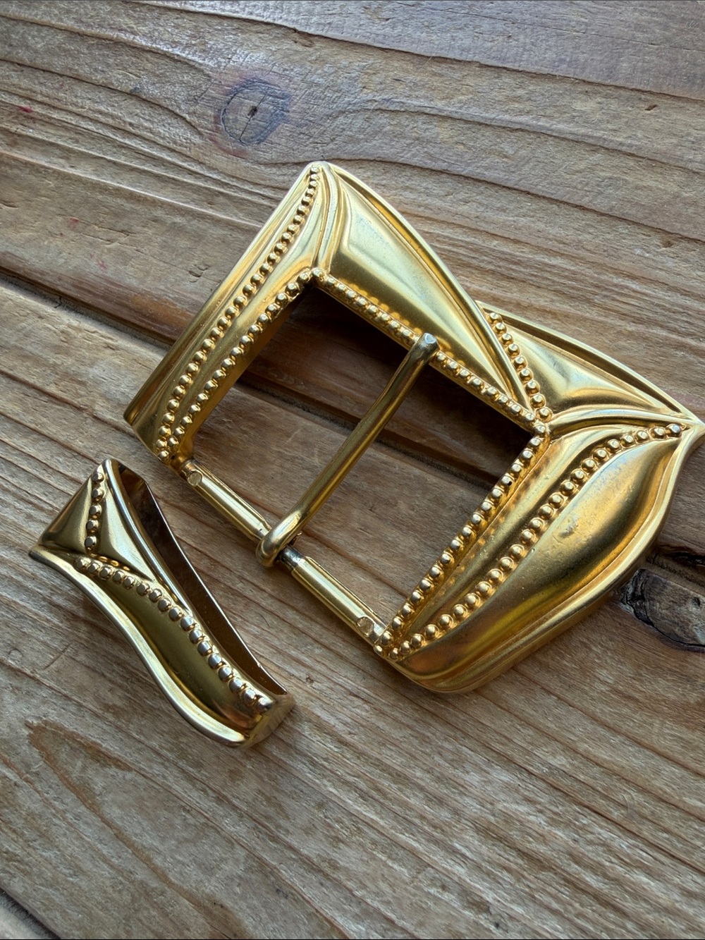 Vintage Gold Statement Belt Buckle Made in Spain Oversized